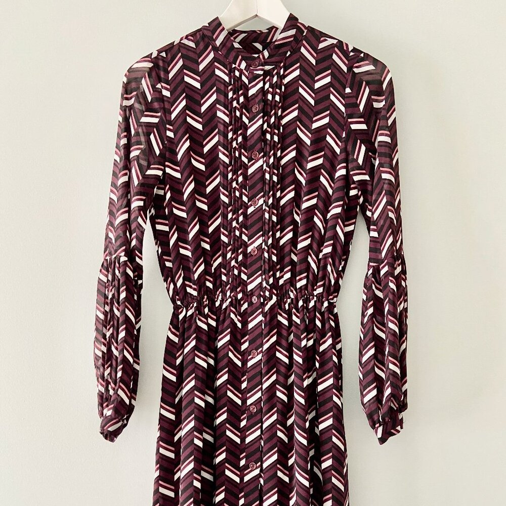 Michael Kors Maroon Chevron Midi Dress